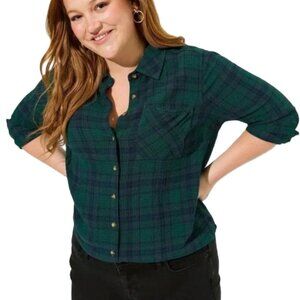 TORRID Women's Lizzie Crinkle Flannel Gauze Button-Up Top. Plus Size 4